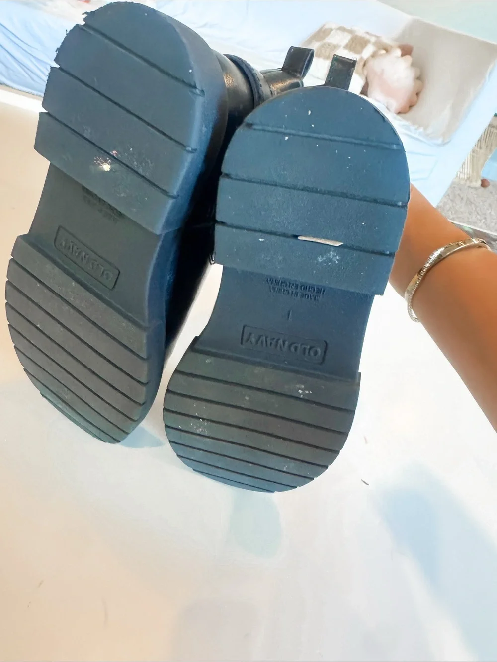 Old Navy Black Leather Moto Boots
